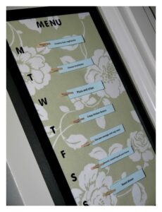 meal plan board with dinner ideas